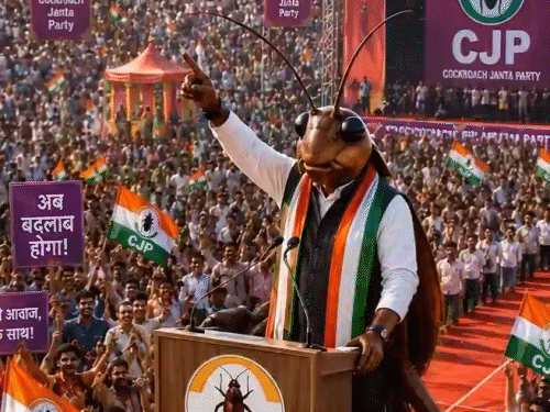 कॉकरोच जनता पार्टी ने X पर यह वीडियो शेयर किया है, जिसमें पार्टी जॉइन करने की अपील की गई है। - Dainik Bhaskar