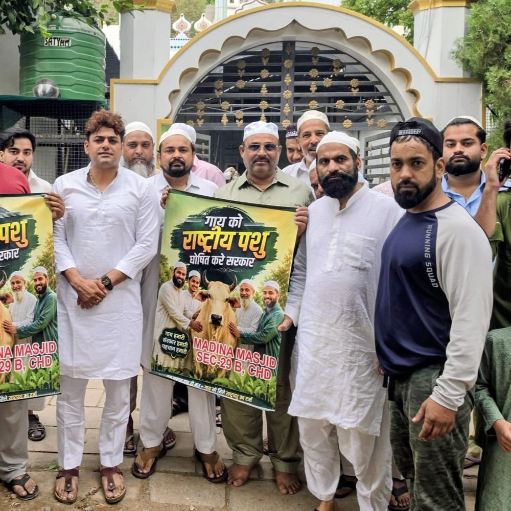 चंडीगढ़ में गाय को राष्ट्रीय पशु घोषित करने की मांग:ईद-उल-अजहा पर लोगों ने उठाई आवाज, कहा- भाईचारा मजबूत होगा: सुबह 6 बजे नमाज अदा