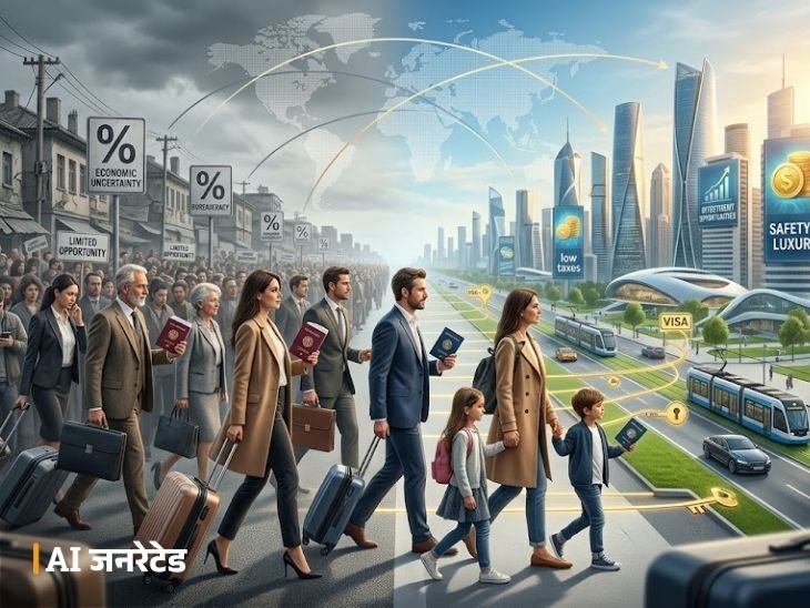 हेनली प्राइवेट वेल्थ माइग्रेशन रिपोर्ट 2026 के मुताबिक, ब्रिटेन में भी पलायन बढ़ रहा। - Dainik Bhaskar
