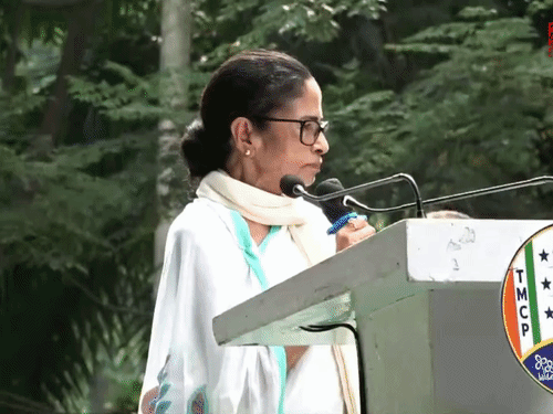 ममता बनर्जी टीएमसी की छात्र विंग की स्थापना दिवस पर कार्यकर्ताओं को संबोधित कर रहीं थीं। - Dainik Bhaskar