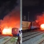 रात के अंधेरे में KSR स्टेशन पर खड़ी ट्रेन की बोगी बनी आग का गोला, धू-धूकर जलती रही; VIDEO आया सामने | ACTPnews