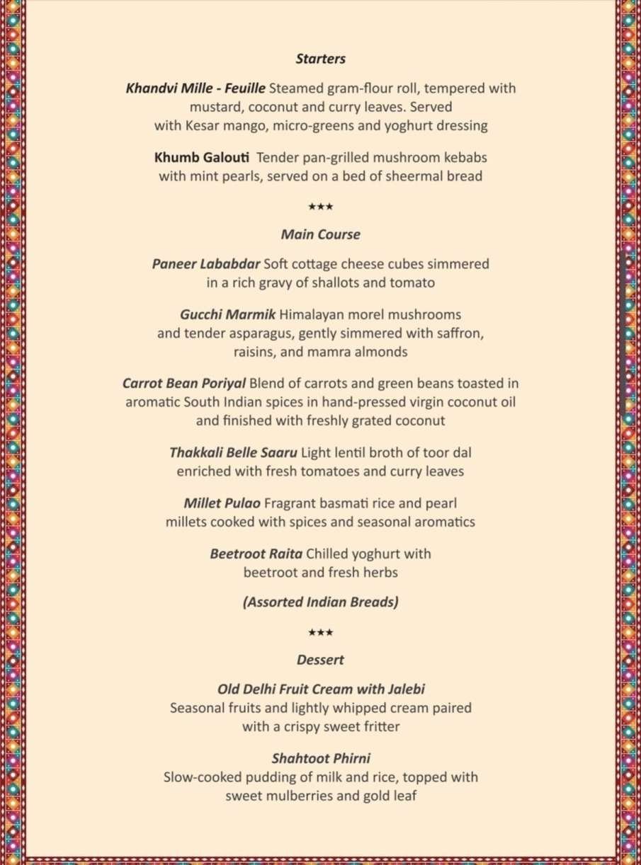 BRICS Summit, Dinner Menu